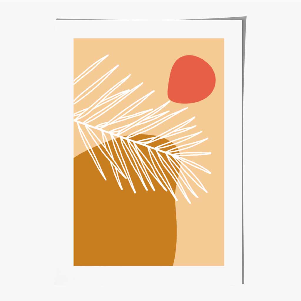 Boho Yellow, Red Sketch Botanical Art Poster | Wall Art Plaza