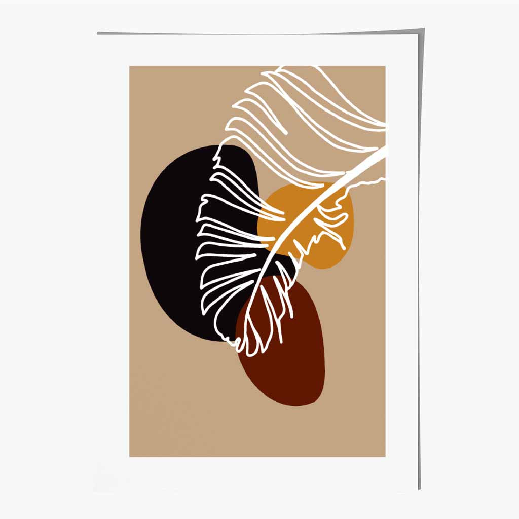 Boho Taupe, Black Sketch Botanical Art Poster | Wall Art Plaza