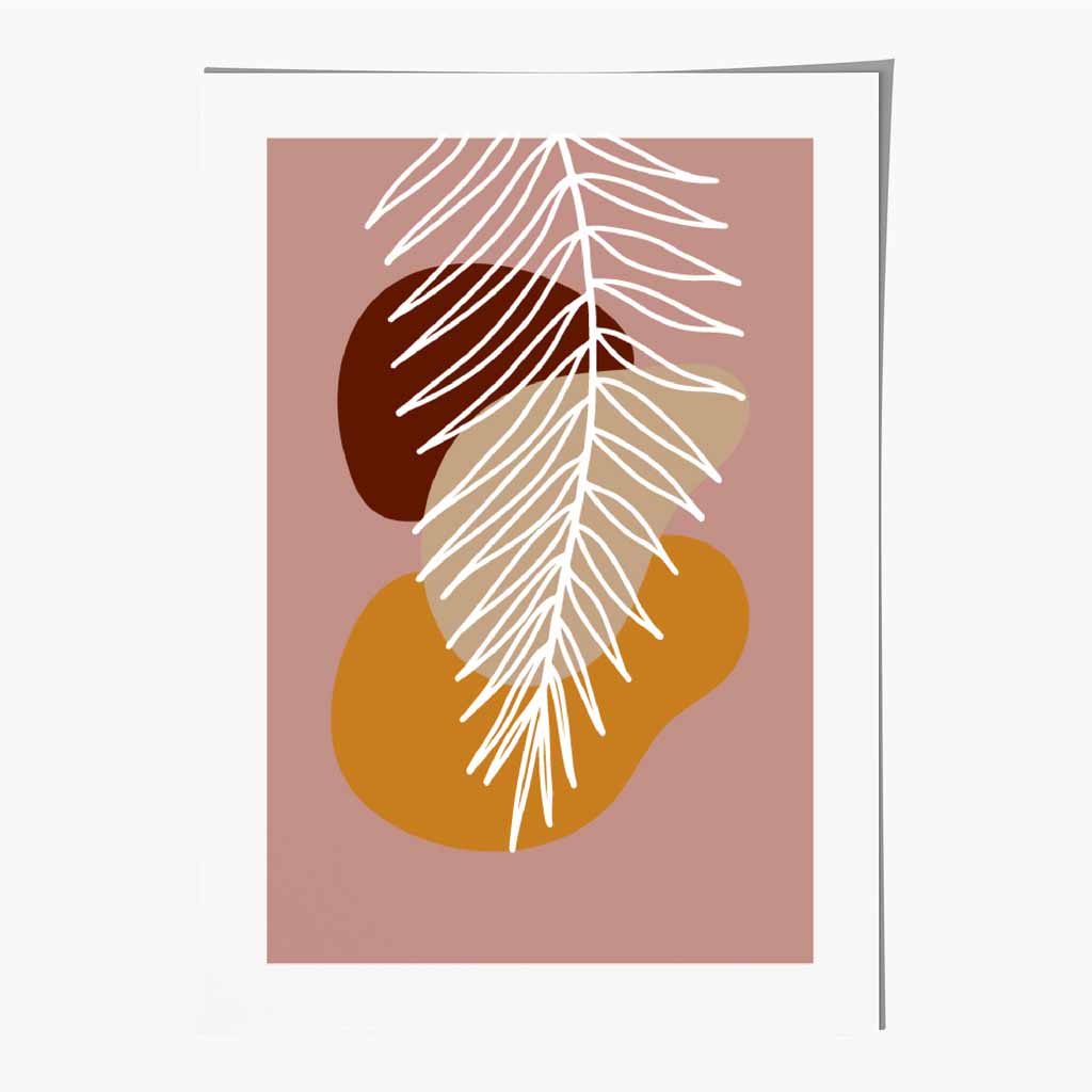 Boho Pink, Orange Sketch Botanical Art Poster | Wall Art Plaza