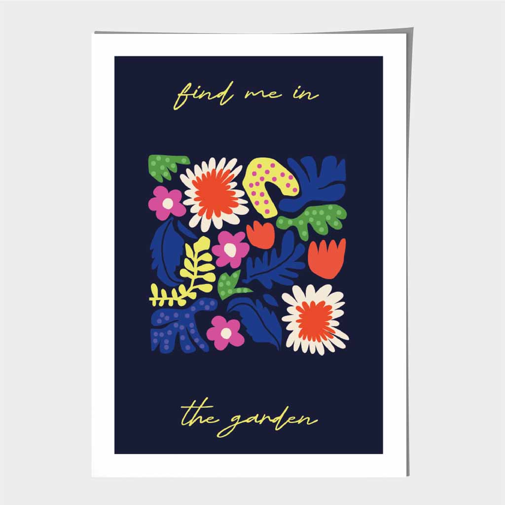 Modern Abstract Black, Colourful Garden Quote Art Print | Wall Art Plaza