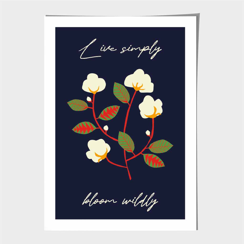 Modern Black, Cream Flowers quote Art Poster | Wall Art Plaza