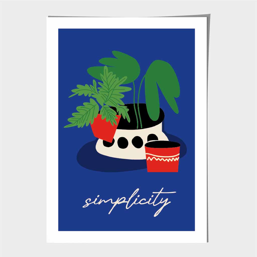 Modern Floral Blue, Colourful Lifestyle Art Print | Wall Art Plaza