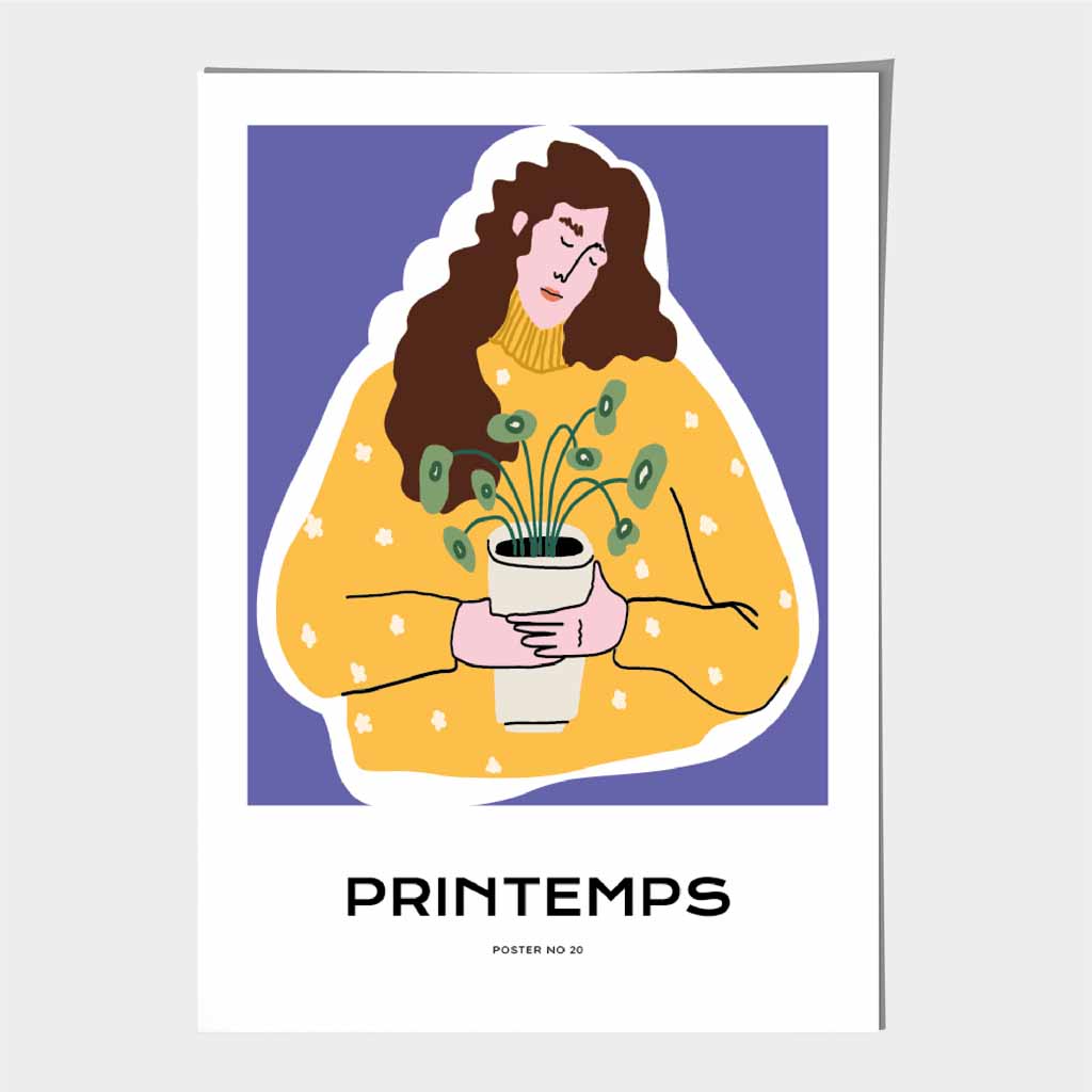 Modern Spring Purple, Yellow Sweater Art Print | Wall Art Plaza UK
