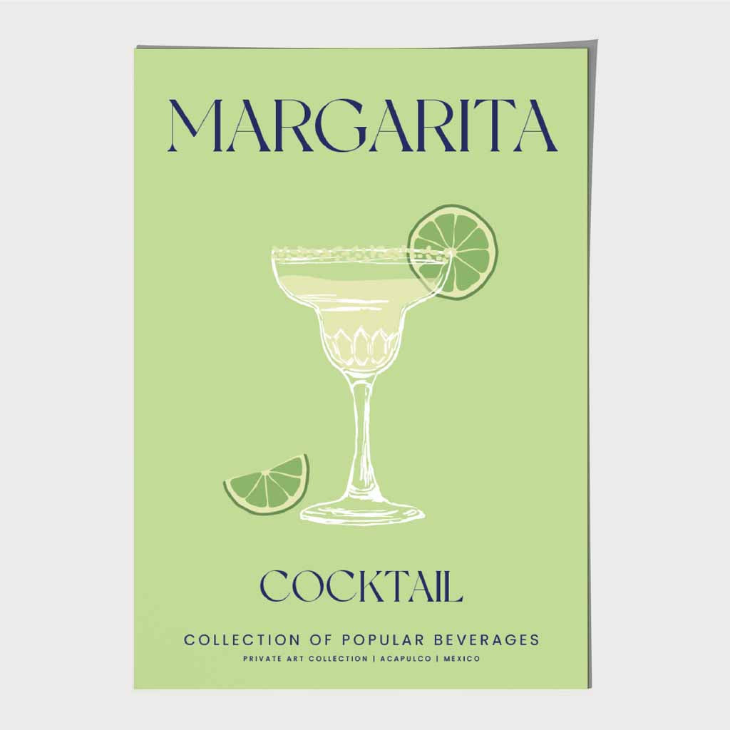 Margarita Green, Colourful Cocktail Art Poster | Wall Art Plaza UK