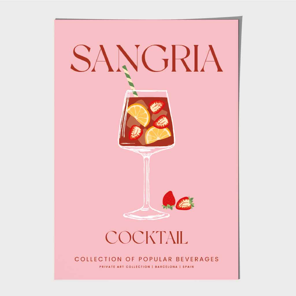 Sangria Pink, Colourful Cocktail Art Print | Wall Art Plaza UK