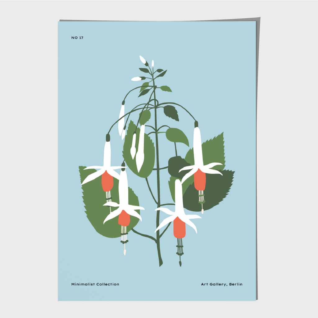 Berlin Floral Blue, Green Flower Exhibition Art Print | Wall Art Plaza UK