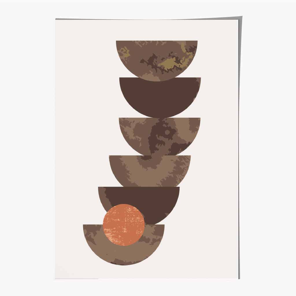 Boho Beige, Brown Geometric Balance Art Poster | Wall Art Plaza