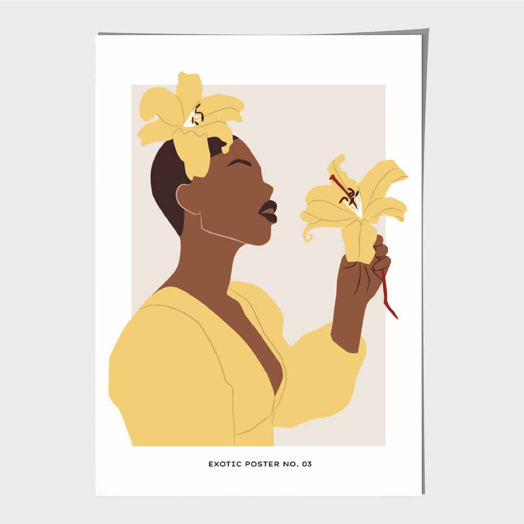 Modern Art Yellow, Gorgeous with Lillies Art Print | Wall Art Plaza UK