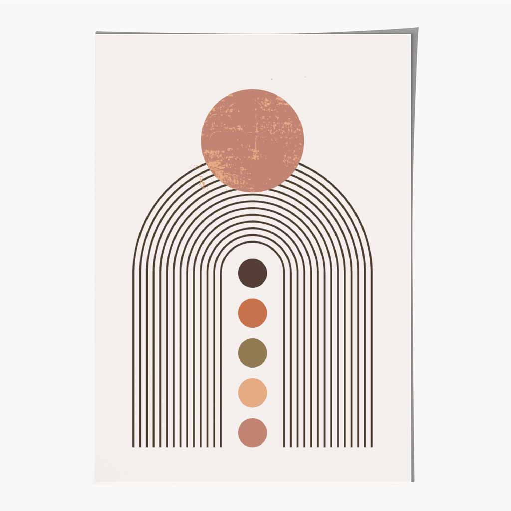 Boho Beige, Orange Geometric Arches Art Poster | Wall Art Plaza