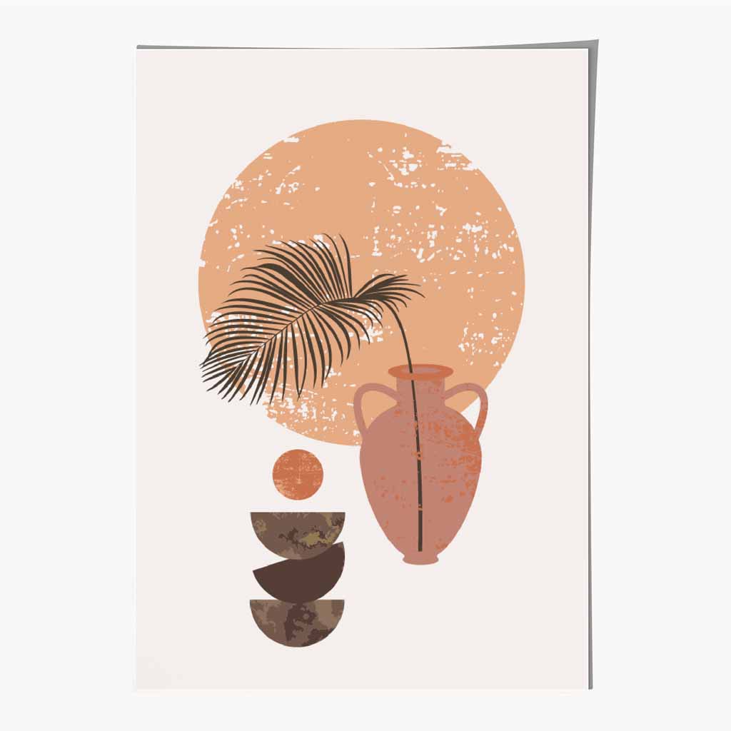 Boho Orange, Pink Geometric Lifestyle Art Poster | Wall Art Plaza