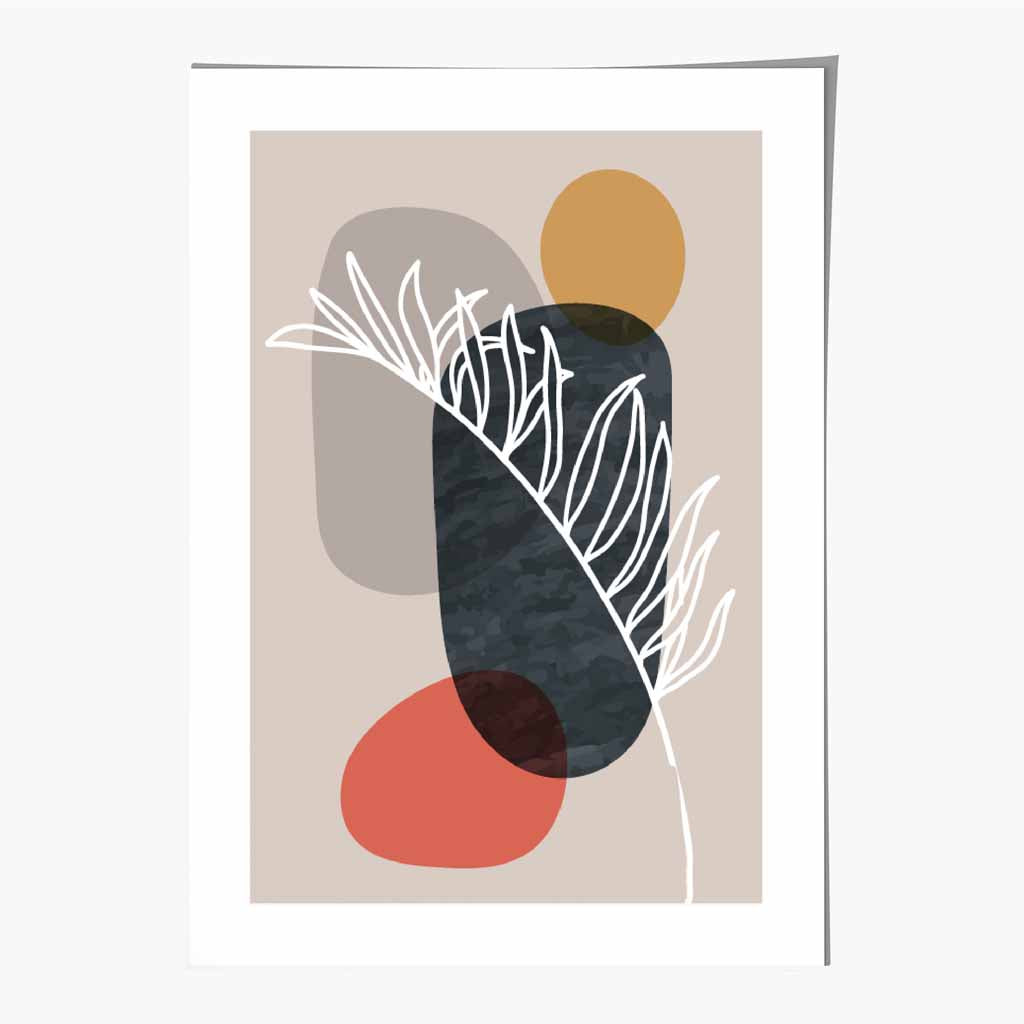 Boho Botanical Beige, Red Leaf Art Poster | Wall Art Plaza