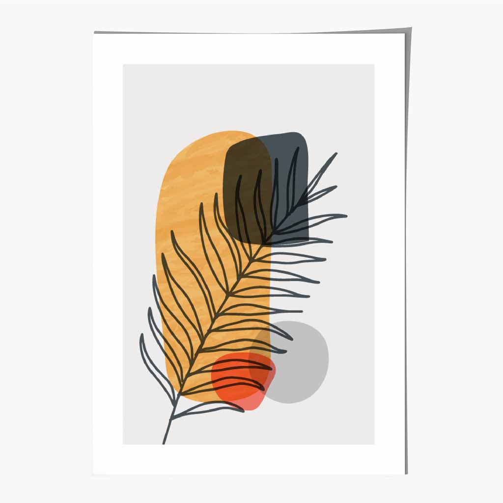 Boho Botanical Neutral, Yellow Leaf Art Poster | Wall Art Plaza