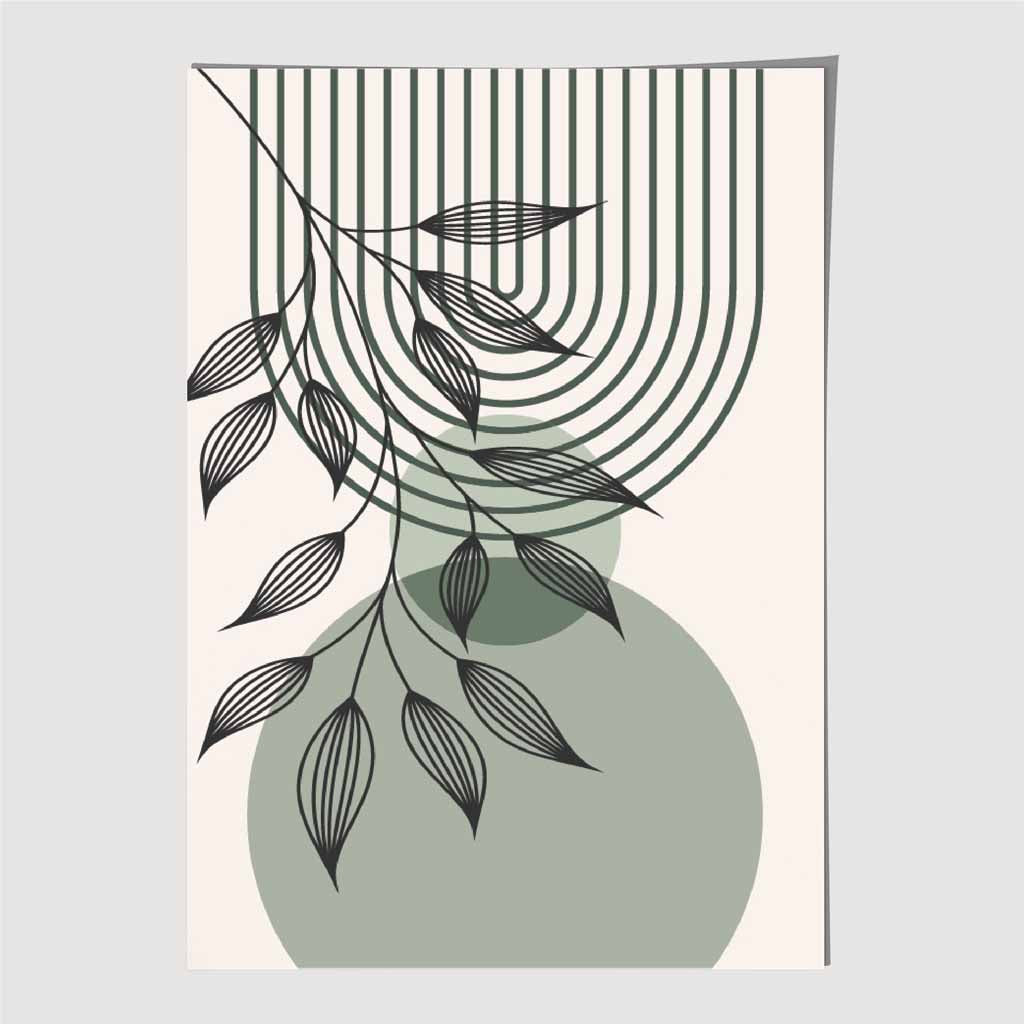 Boho Modern Green, Beige Palm Leaf Art Poster | Wall Art Plaza UK