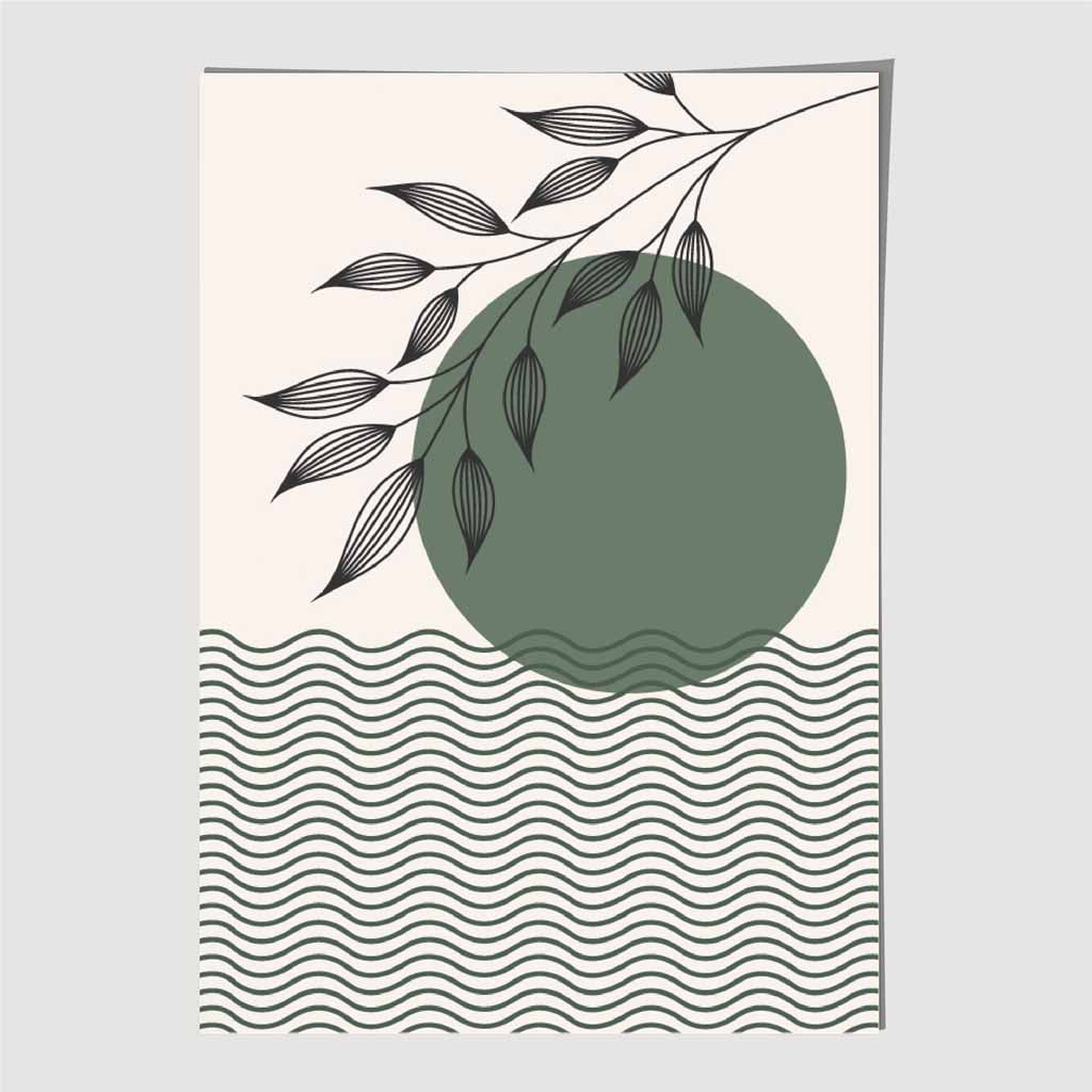 Boho Modern Green, Beige Geometric Art Print | Wall Art Plaza UK