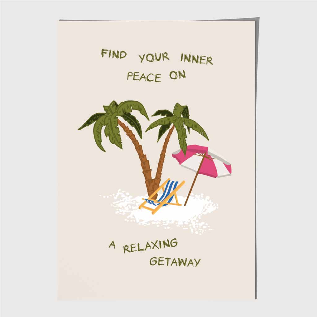 Inner Peace … Pink, Green Beach Art Poster | Wall Art Plaza UK