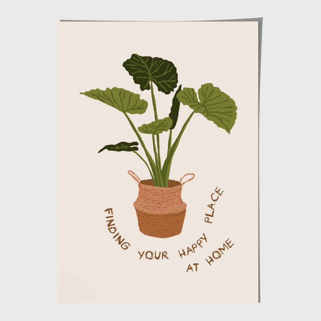 Home Happy Place … Green, Brown Tropical Art Print | Wall Art Plaza UK