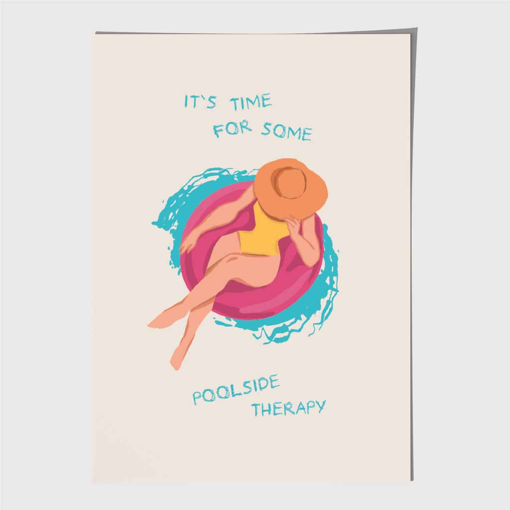 Poolside Therapy … Pink, Blue Travel Art Print | Wall Art Plaza UK