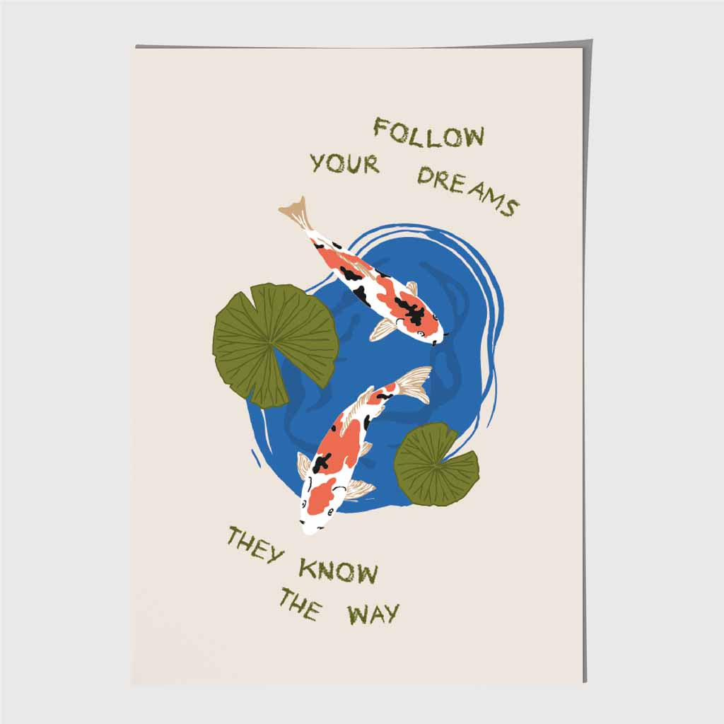 Follow Your Dreams … Blue, Colourful Quote Art Poster | Wall Art Plaza UK