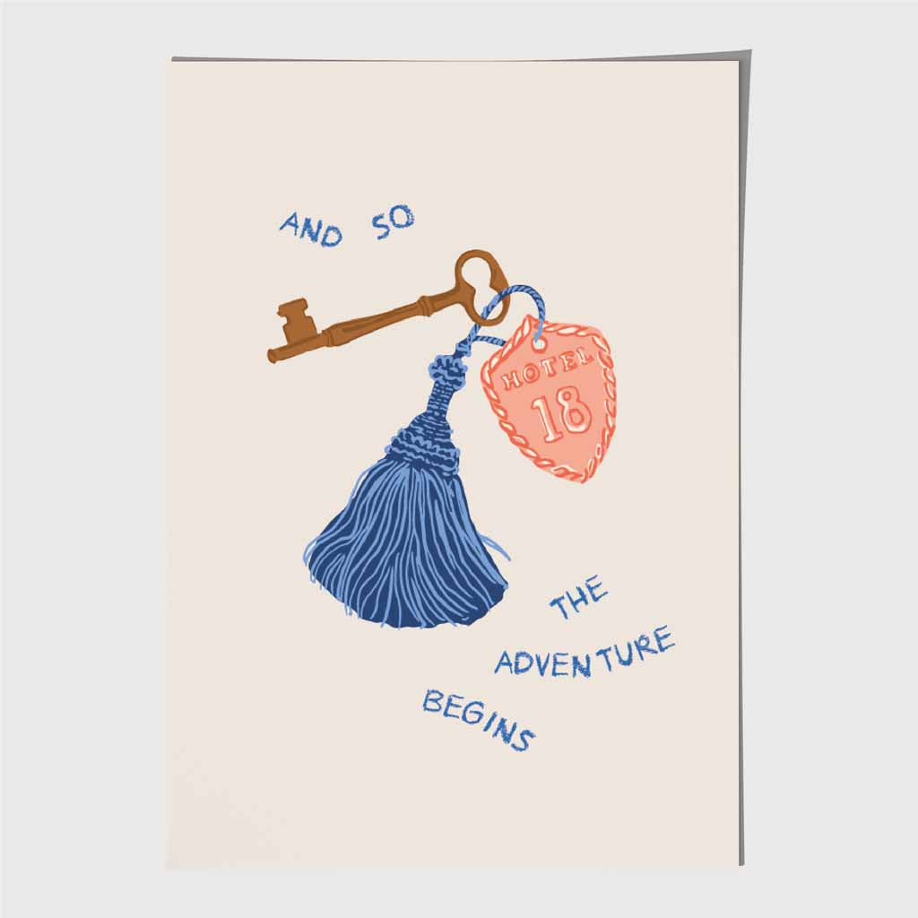 Adventure Begins … Blue, Pink 18th Birthday Art Print | Wall Art Plaza UK