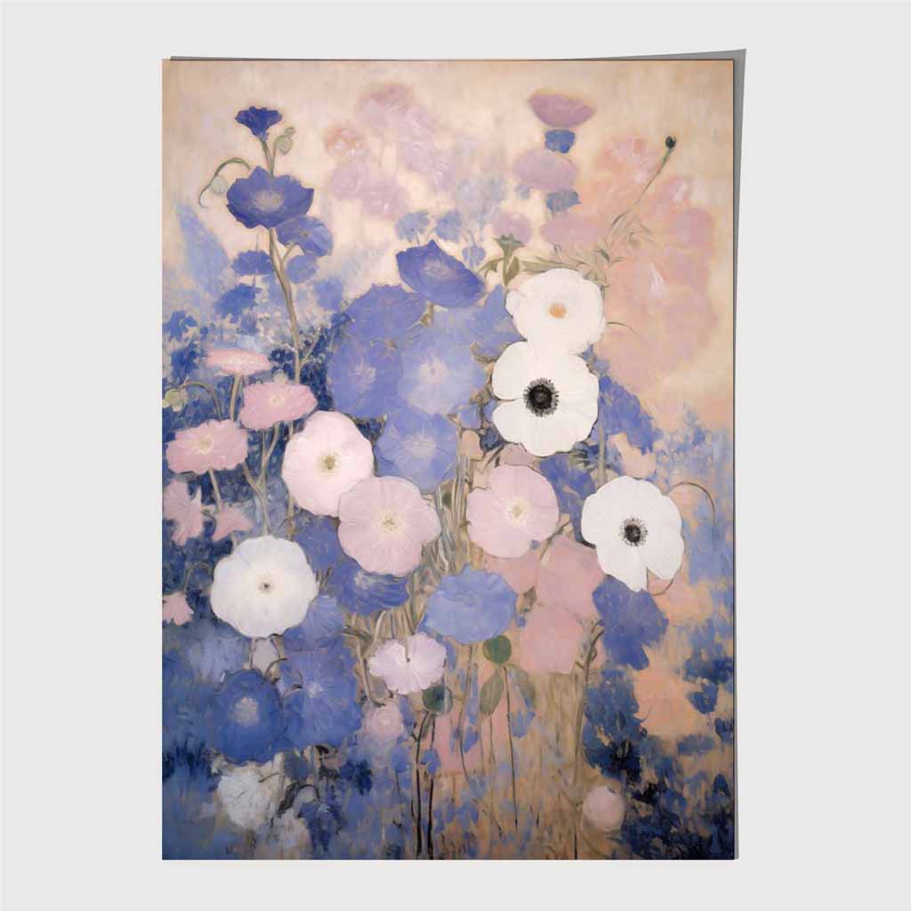 Abstract Floral Purple, Pink Pansies Art Poster | Wall Art Plaza UK