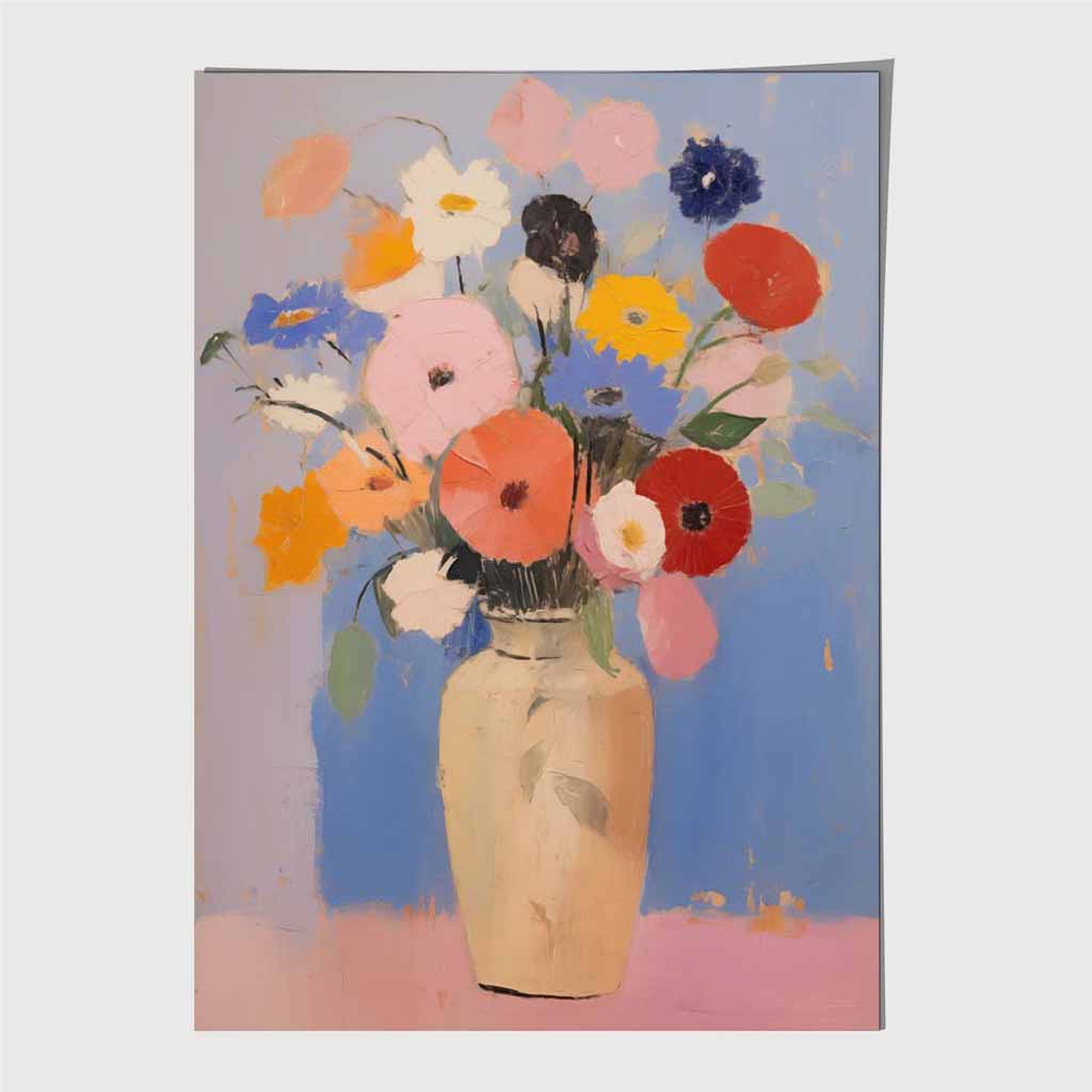 Minimal Floral Pink, Colourful Flowers Art Poster | Wall Art Plaza UK