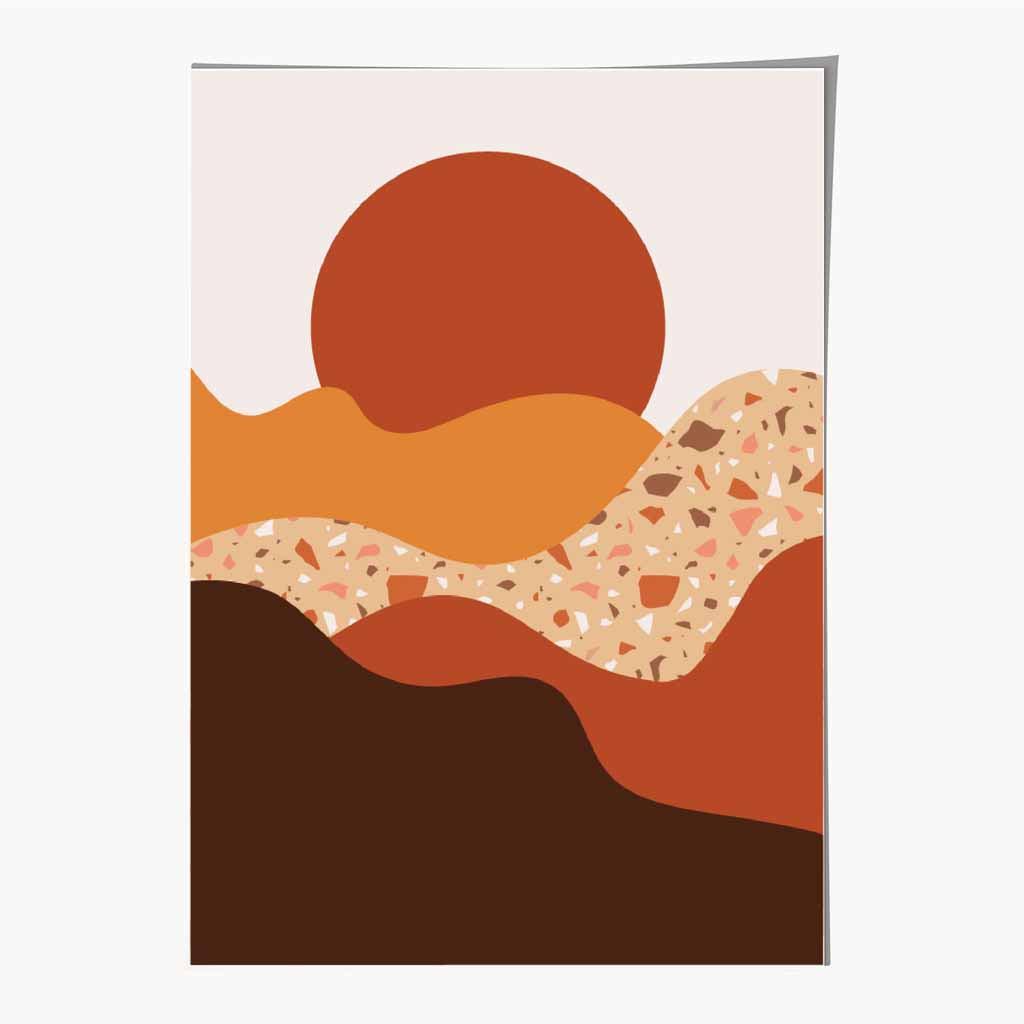 Modern Terrazzo Orange, Brown Mountains No 3 Art Print | Wall Art Plaza