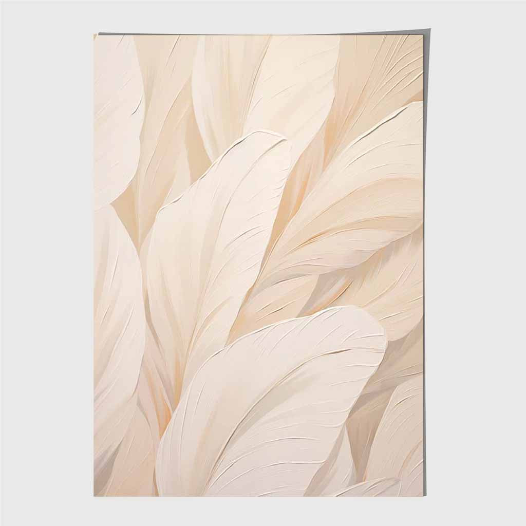 Pastel Painted Beige, Ivory Leaves Art Print | Wall Art Plaza UK