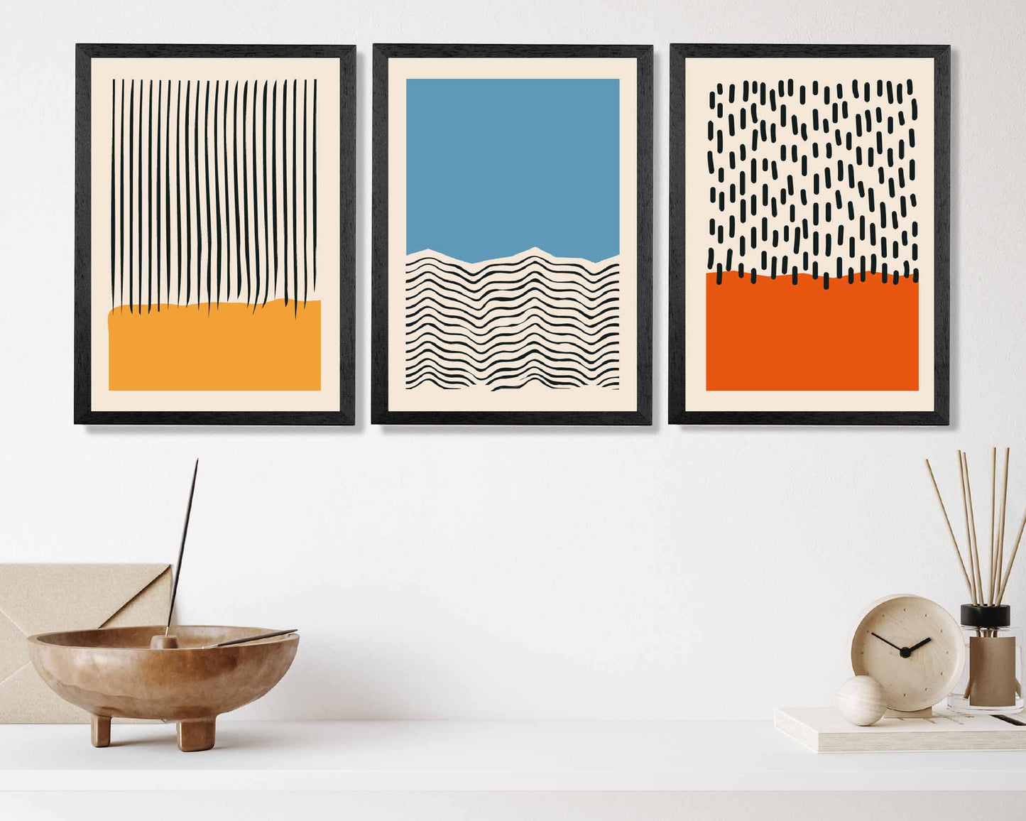 Set of 3 Mid Century Waves