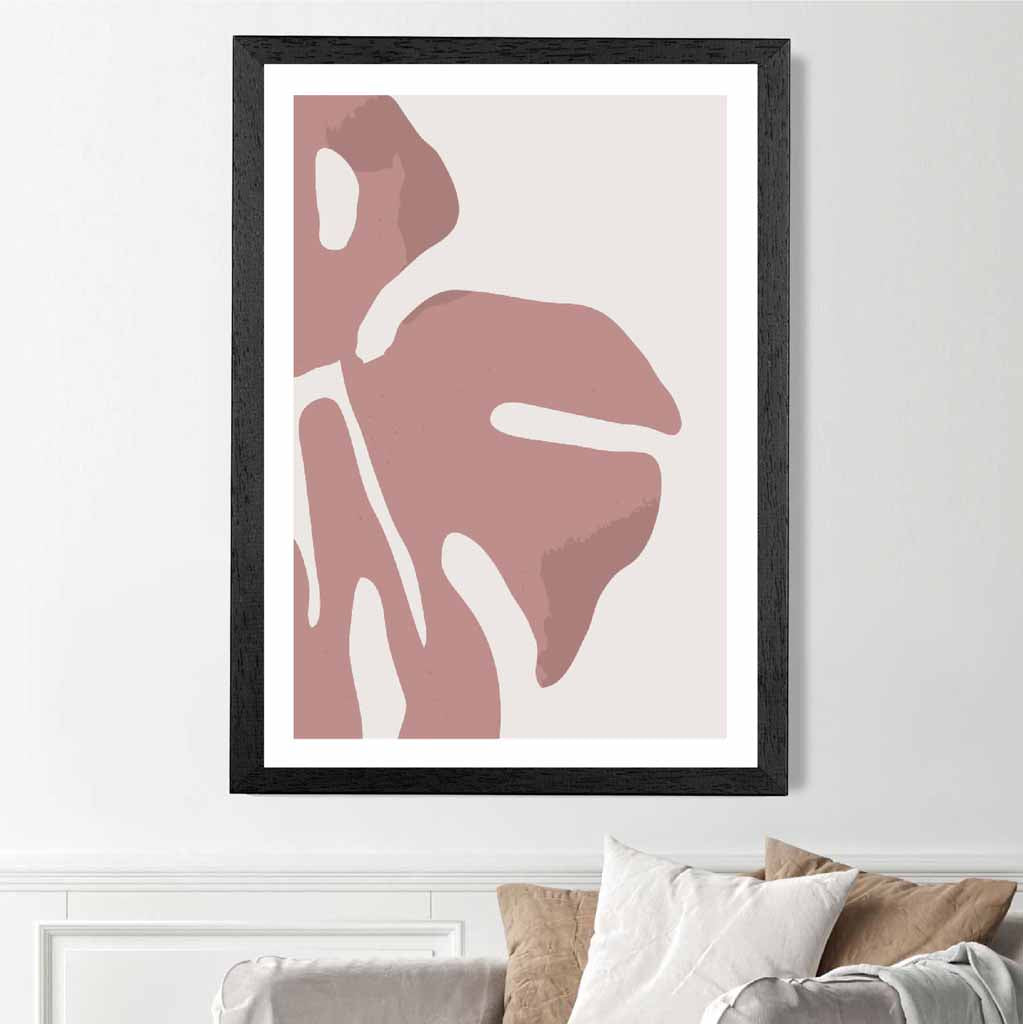 Modern Graphical Pink Monstera Leaf No 2 Art Poster | Wall Art Plaza