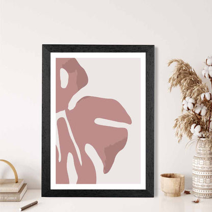 Modern Graphical Pink Monstera Leaf No 2 Art Poster | Wall Art Plaza