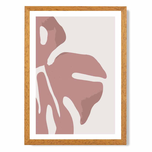 Modern Graphical Pink Monstera Leaf No 2 Art Poster | Wall Art Plaza