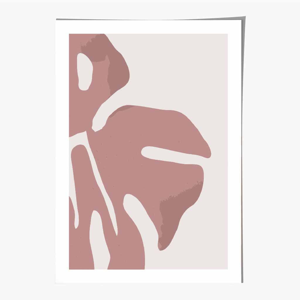 Modern Graphical Pink Monstera Leaf No 2 Art Poster | Wall Art Plaza