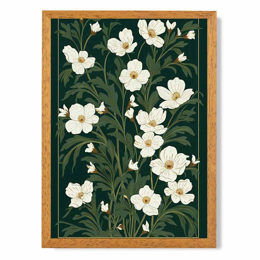 Vintage Floral Green, Ivory Flower Pattern No 1  Art Print | Wall Art Plaza UK