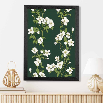 Vintage Floral Green, Ivory Flower Pattern No 2  Art Print | Wall Art Plaza UK