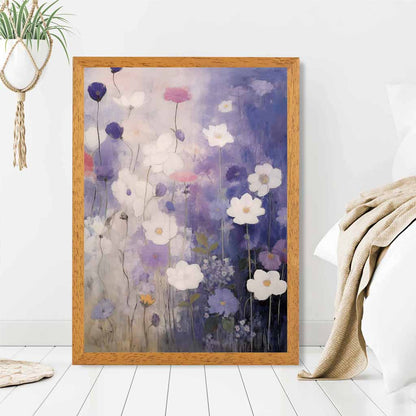 Abstract Floral Purple, Pink Daisies  Art Poster | Wall Art Plaza UK