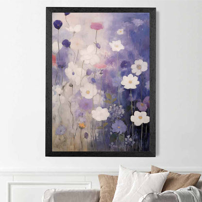 Abstract Floral Purple, Pink Daisies  Art Poster | Wall Art Plaza UK