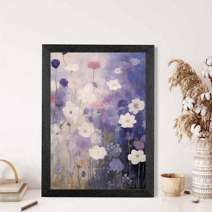 Abstract Floral Purple, Pink Daisies  Art Poster | Wall Art Plaza UK