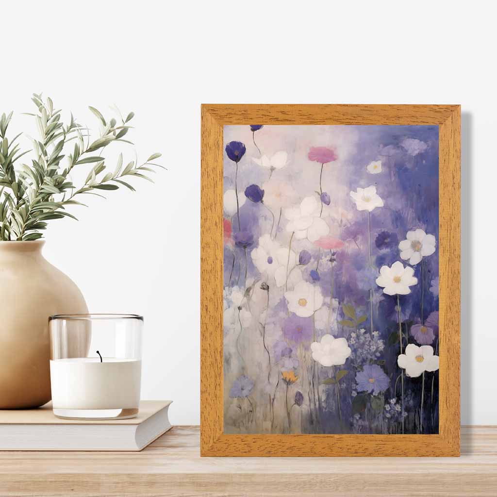 Abstract Floral Purple, Pink Daisies  Art Poster | Wall Art Plaza UK