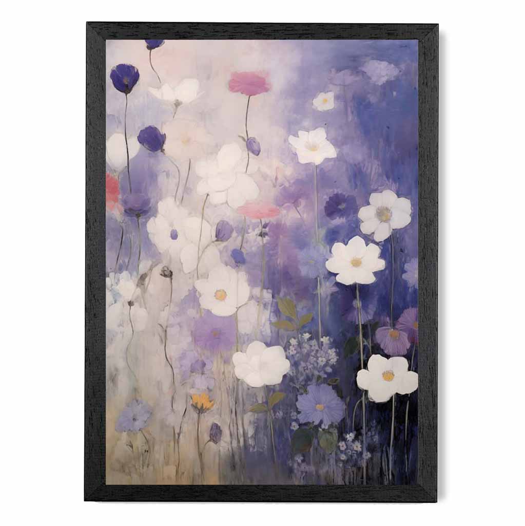 Abstract Floral Purple, Pink Daisies  Art Poster | Wall Art Plaza UK