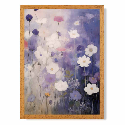 Abstract Floral Purple, Pink Daisies  Art Poster | Wall Art Plaza UK