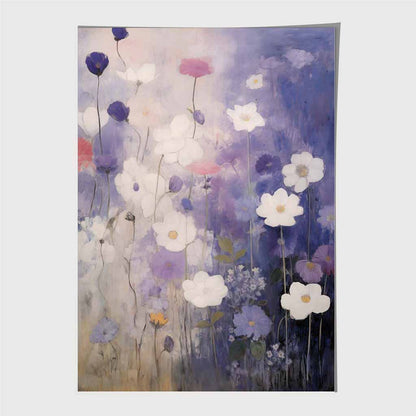 Abstract Floral Purple, Pink Daisies  Art Poster | Wall Art Plaza UK