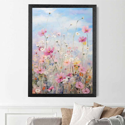 Abstract Floral Blue, Colourful Wild Flowers No 3  Art Print | Wall Art Plaza UK