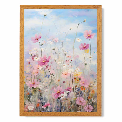 Abstract Floral Blue, Colourful Wild Flowers No 3  Art Print | Wall Art Plaza UK