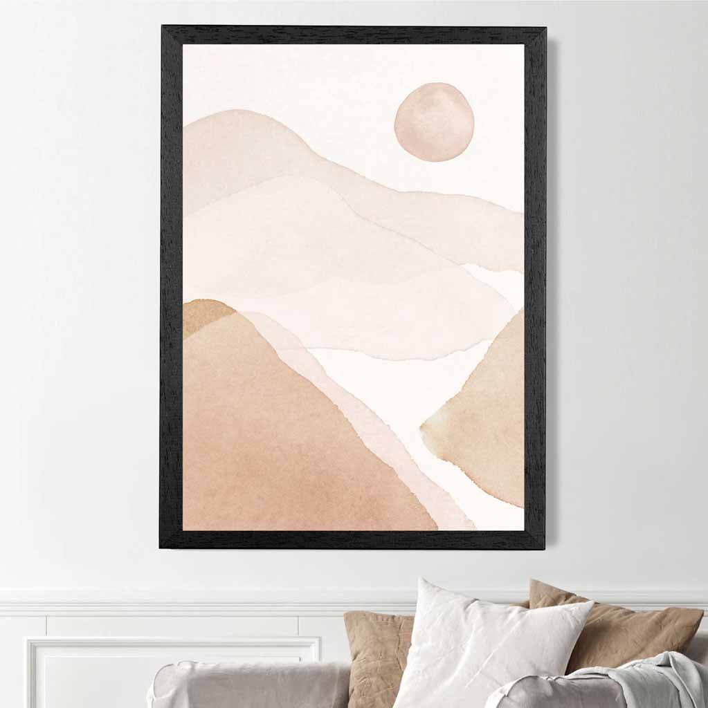 Abstract Painted Beige Mountains No 1 Art Print | Wall Art Plaza