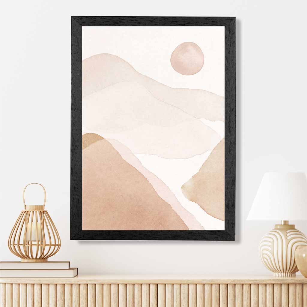 Abstract Painted Beige Mountains No 1 Art Print | Wall Art Plaza