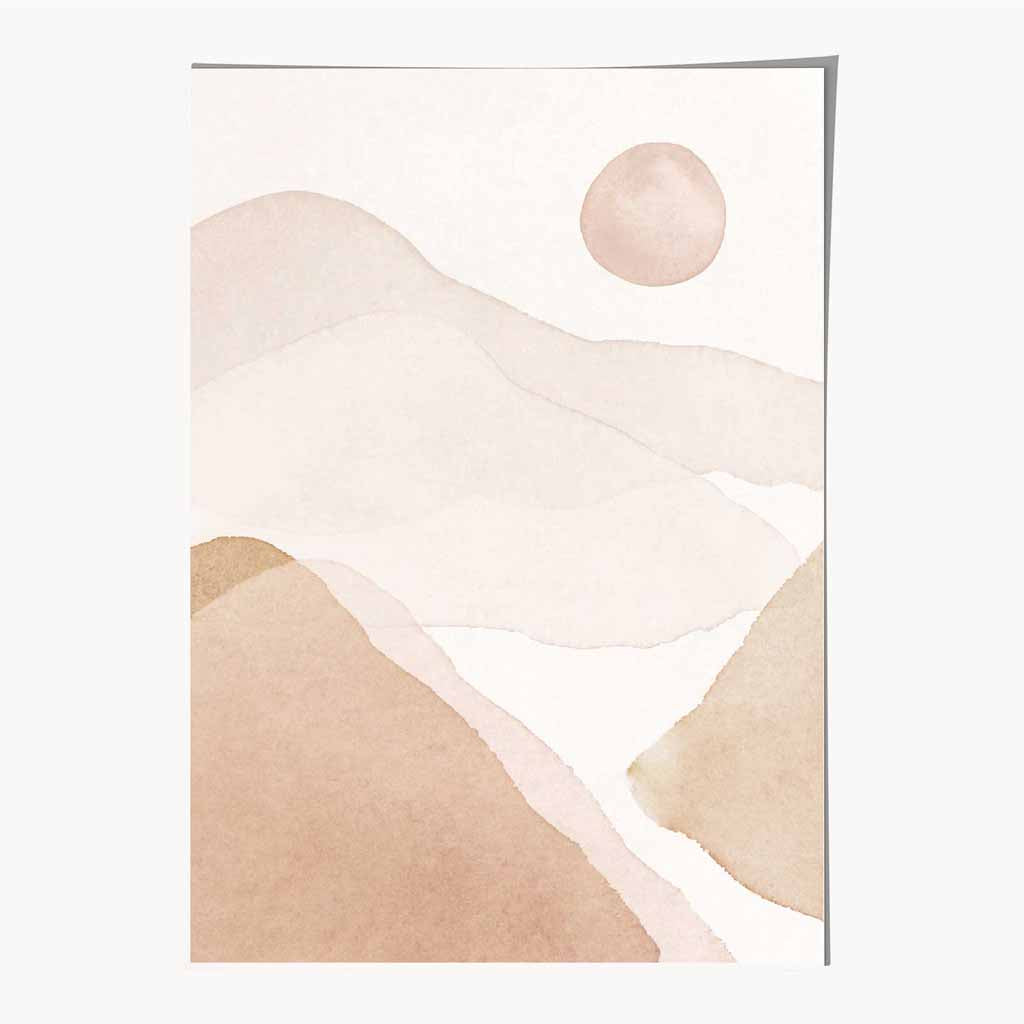 Abstract Painted Beige Mountains No 1 Art Print | Wall Art Plaza