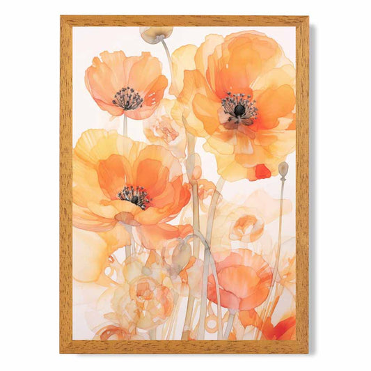 Floral Illustration Yellow, Orange Flowers No 3  Art Print | Wall Art Plaza UK