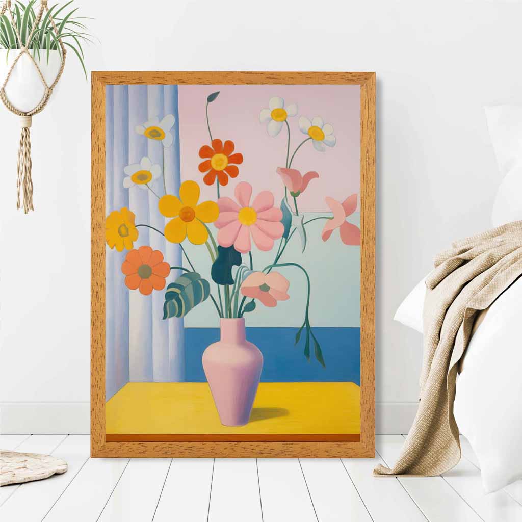 Modern Floral Pink, Colourful Flowers  Art Print | Wall Art Plaza UK