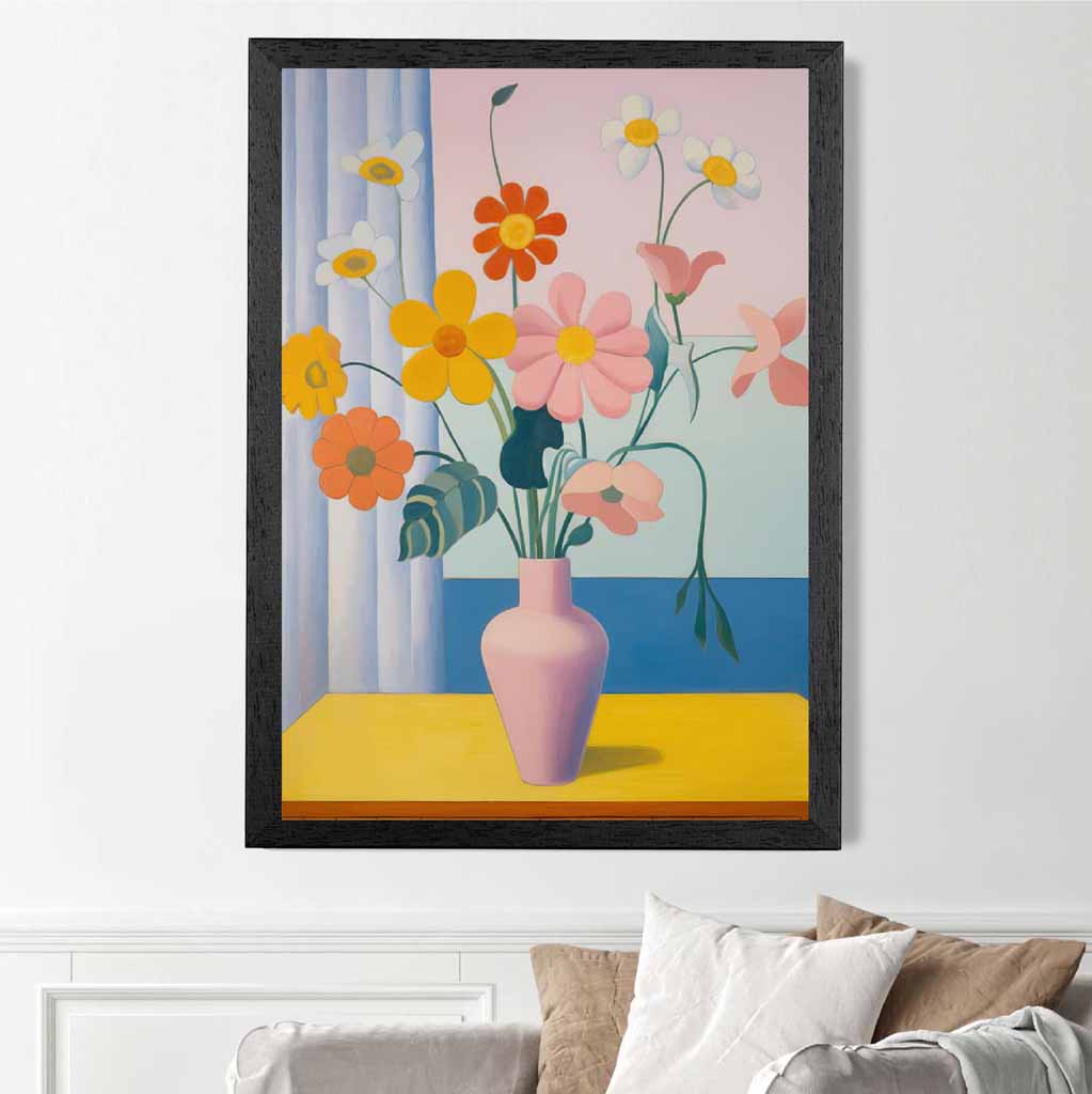 Modern Floral Pink, Colourful Flowers  Art Print | Wall Art Plaza UK