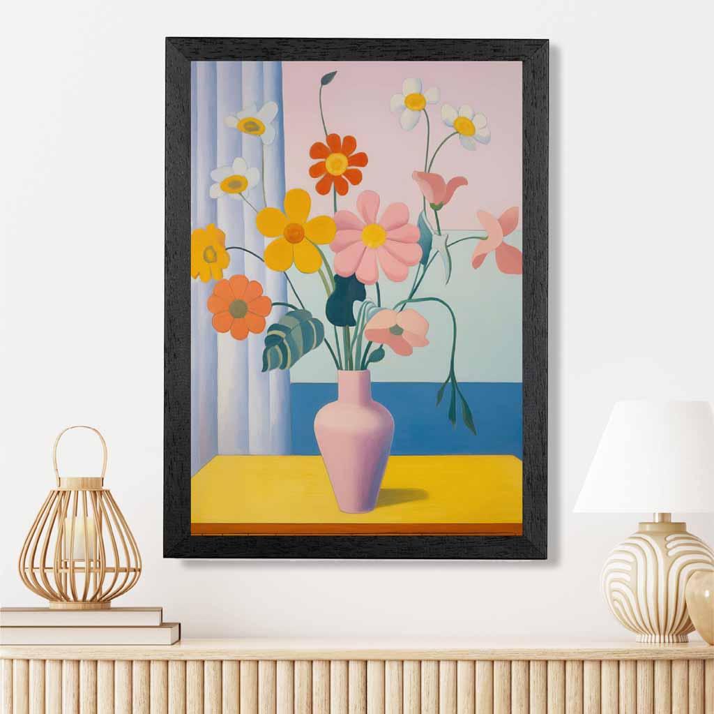 Modern Floral Pink, Colourful Flowers  Art Print | Wall Art Plaza UK